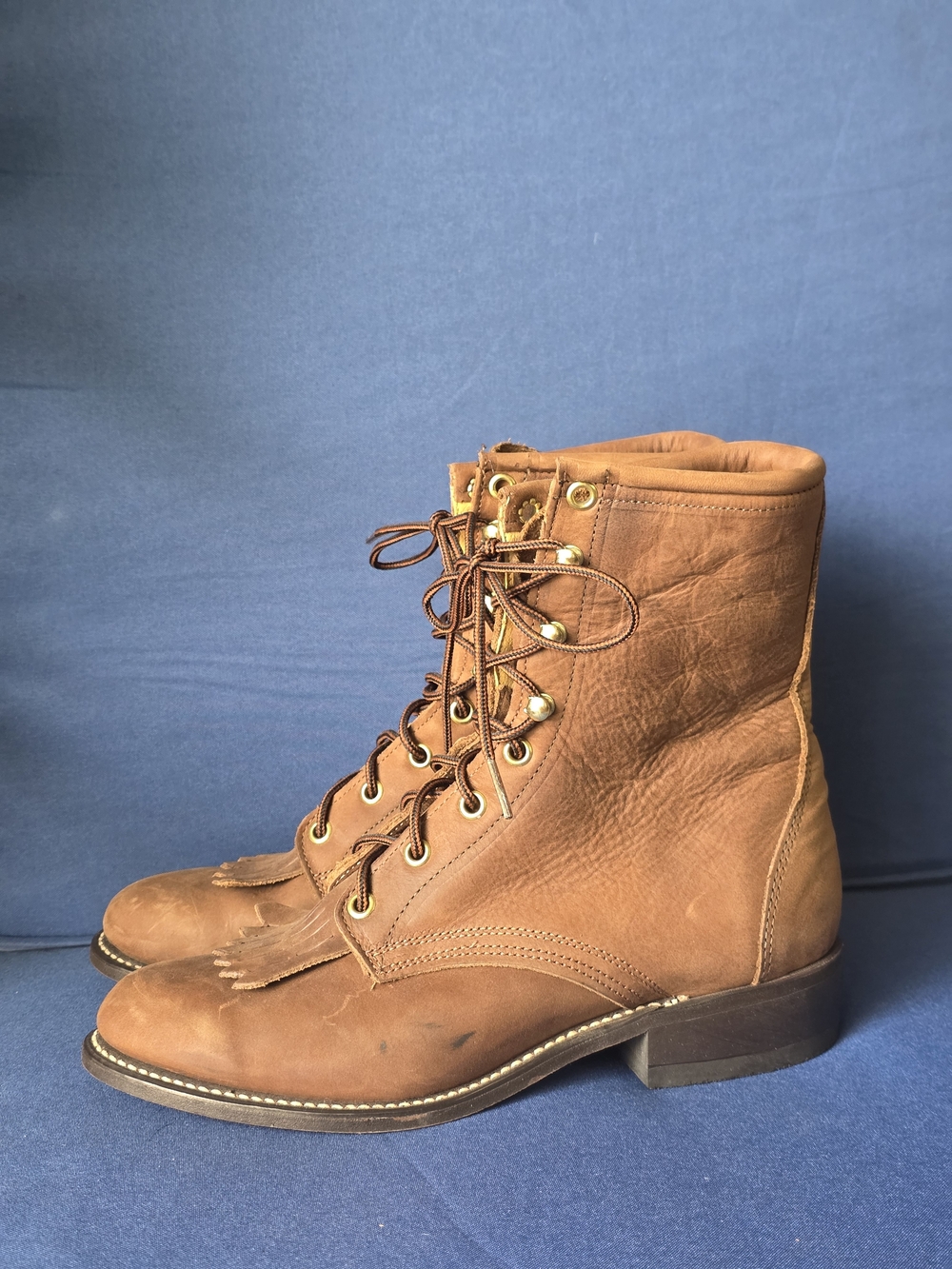 Laredo USA Made Leather Lace‑Up Boots Men’s 8 / Womens 9.5 Western Workwear